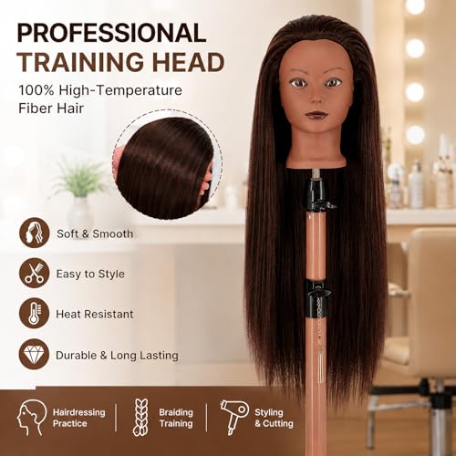 28" Mannequin Head with Hair & Clamp for Styling Practice