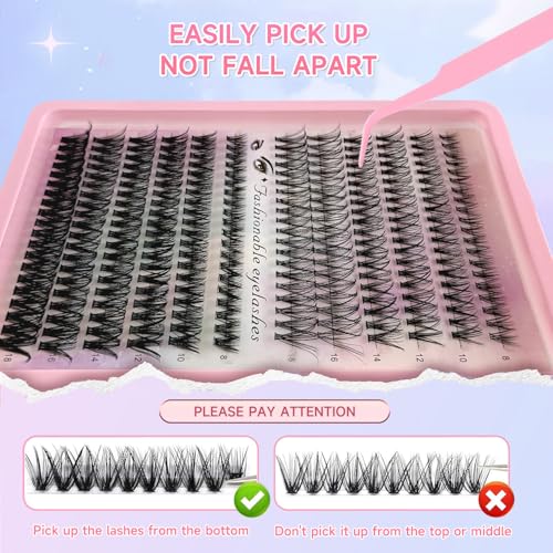 Lash Extension Kit DIY 240pcs Lash Clusters Eyelash Extension Kit, 8-16mm 30D 60D Individual Lashes Kit with Lash Bond and Seal, Lash Tweezers for Self Use (30D&60D, 0.07D, 8-16mm, Kit)
