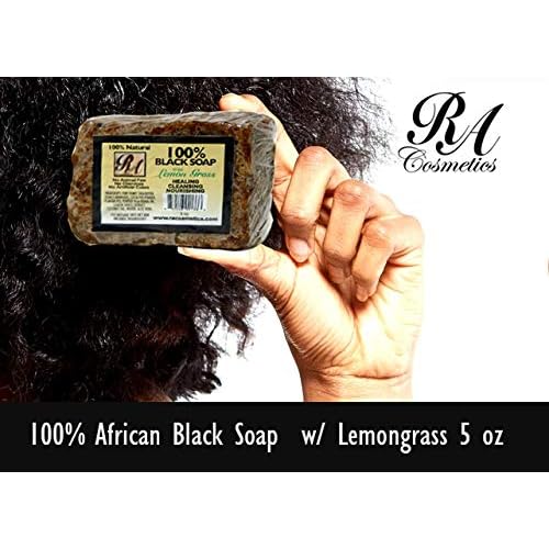 RA Cosmetics 100% Black Soap, Lemon Grass, 5 oz