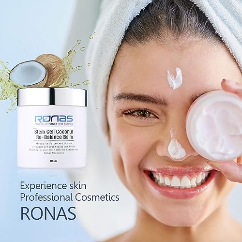 Ronas Stem Cell Coconut Rebalance Balm Anti Aging Cream Face Neck Moistureizer for Women Coconet oil Soothing and Powerful moisturization Shea butter Deep softening Korean Skin Care 3.3fl oz