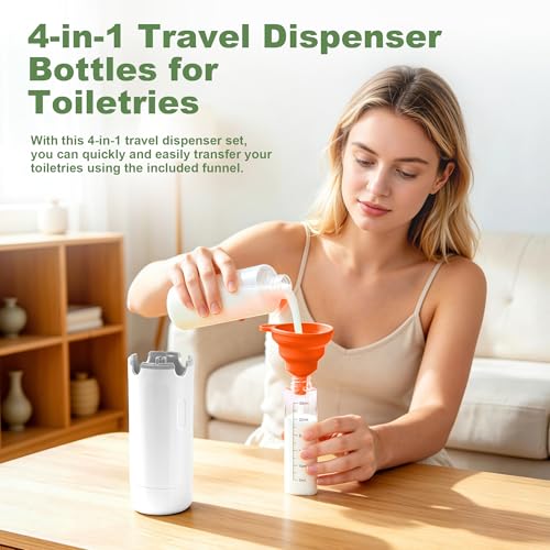 4-in-1 Travel Dispenser Bottles Set 30ML Leak-Proof TSA Approved Toiletry Containers with Labels