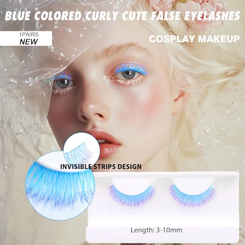 Blue 3D Volume False Eyelashes | Wispy Curly Mink Lashes