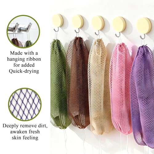 SubSahara Authentic African Net Sponge - 4 Pack Exfoliating Bath & Shower Loofah Sponge for Body & Face, Gentle Scrubber for All Skin Types, Travel, Durable