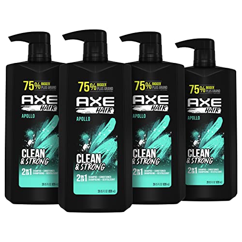 AXE Apollo 2-in-1 Shampoo & Conditioner Pack - 4 x 28 oz, Men's Hair Care Set