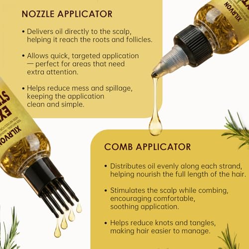 Herbal Hair Growth Oil with Rosemary & Fenugreek – Extra Strength 3.38 fl oz (10-plant-oil blend)