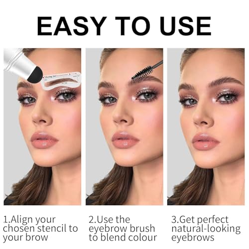 Eyebrow Stencils, Eyebrow Stamp Perfect Eyebrows, Eye Brow Stencil Kits Brow Stamp Eyebrow Kit Smudge-proof for Women With 10PCS Eyebrow Shaping Kit Long-Lasting, Blonde