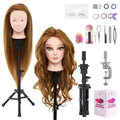 80% Human Hair Mannequin Head with Tripod Stand for Hair Styling