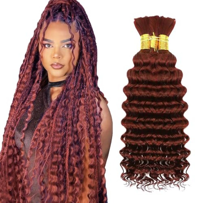 33 Inch Reddish Brown Deep Wave Human Braiding Hair - 3 Bundles