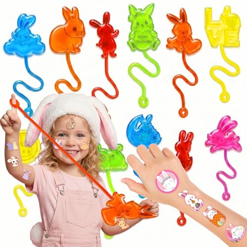 48pcs Bunny Party Favors - Stick Hands & Temporary Tattoos