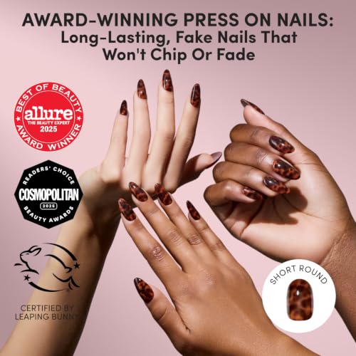 Glamnetic Tortoiseshell Press On Nails - Short Round 30 Set