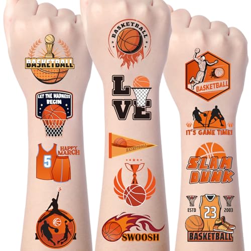 March Basketball Temporary Tattoos - 200+ Basketball Party Favors Supplies, Team Game Time Madness Tattoo Stickers, Sport Themed Birthday Party Decor Prizes