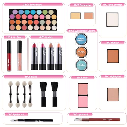 Hot Sugar 31-Piece Makeup Kit with Train Case for Teens
