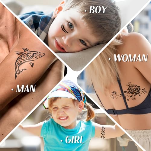 7Pcs Black Temporary Tattoo Cones - Natural Henna Paste Kit