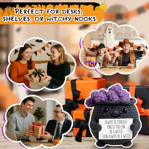 Halloween Crochet Witch Cauldron Decor - Spooky Gift for Women