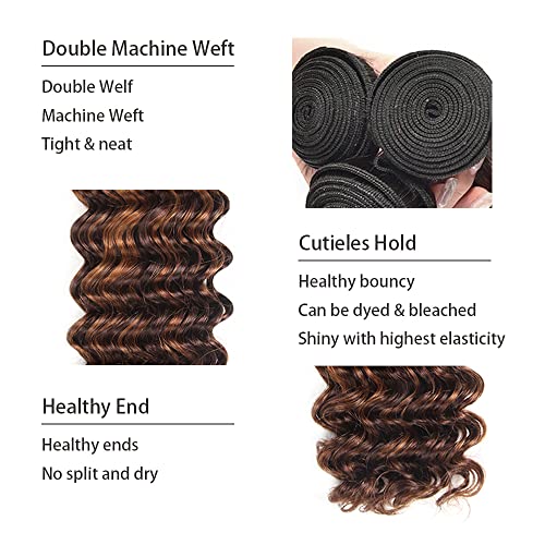 Deep Wave Brazilian Virgin Hair Bundles P4/30 Highlight Brown 330g