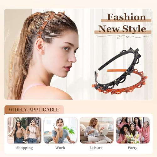 Bangs Hairpin Headband with Clips - 2 Pack