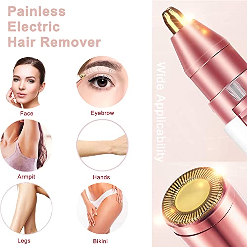 Facial Hair Remover for Women, Eyebrow Trimmer Nose Hair Razor 2-in-1, Mini Bikini Razor Precise Shaper, Portable Rechargeable Epilator for Lips, Body, Cheeks, Chin, Arms, Legs, Peach Fuzz (White)