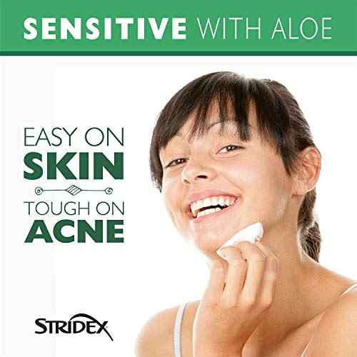 Stridex Sensitive Medicated Acne Pads, 90 Count, Pack of 3 - Alcohol-Free Face Pads, Facial Cleansing Wipes, Mild to Moderate Acne Treatment, Smooth Application