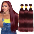 #99J Burgundy Straight Human Hair Bundles 18 20 22 Inch