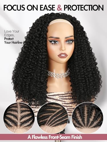 16-Inch Curly Half Wig Water Wave for Black Women - Glueless & Versatile