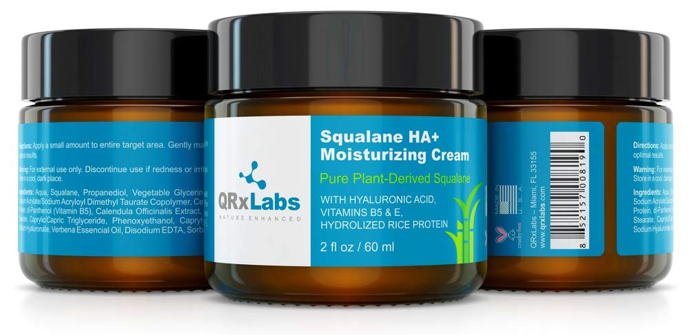 Pure Plant-Based Squalane HA+ Moisturizing Cream with Hyaluronic Acid – Organic ECOCERT Approved USDA Certified Squalane Derived from Sugarcane – Moisturizer For Face, Body & Skin - 2 fl / 60 ml