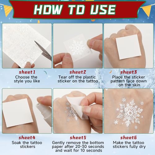 120 Pc Silver Snowflake Temporary Tattoos - Christmas Party Favors