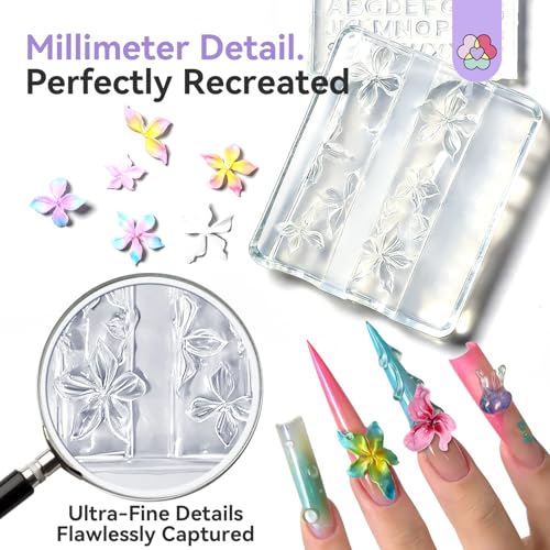 SAVILAND 3D Silicone Nail Molds - 5 Piece Flower Shell Letter Set