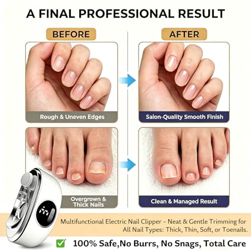 Liirsvee Electric Nail Clipper for Seniors - Dual-Blade 3-in-1 Trimmer