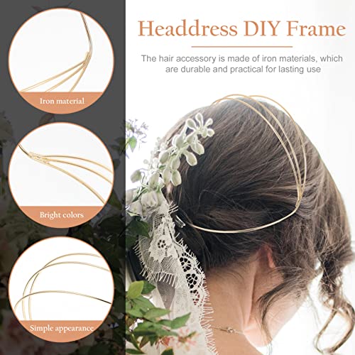 Beaupretty 2 Pieces Multi Layers Metal Headband Simple Thin Non Slip Metal Wire Headpiece Four Layer Headband Wedding Crown Bride Tiara Halloween Headband Hair Accessories for Women (Gold)