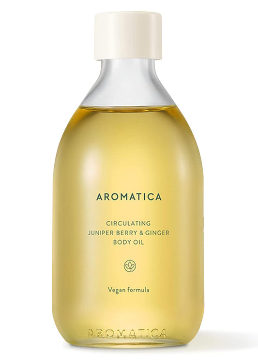 AROMATICA Circulating Body Oil Juniper Berry & Ginger - 100ML / 3.38 fl. oz. - Aromatherapy Massage Oil | Scented Body Oil After Shower for Women