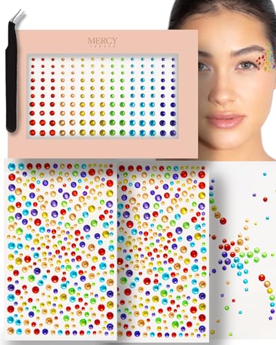 MERCY LONDON Face Gems Stickers - 4 Sheets Rainbow Rhinestones