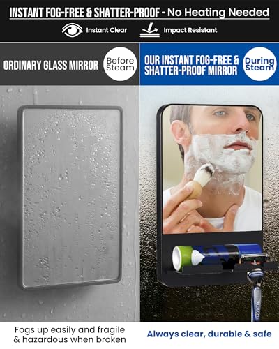 TAILI Fogless Shower Mirror with Suction Cup & Razor Holder
