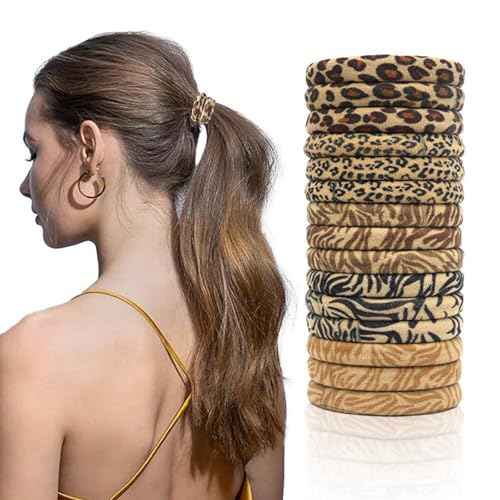 30 PCS Hair Ties for Women - Seamless Elastic Hair Bands, Gentle No Damage Ponytail Holders for Thin/Thick Hair, Durable Fashion Hair Accessories for Girl Mother(Leopard Print)