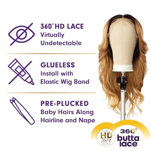 Sensationnel Butta 360 Lace Wigs - Unit 2 Wider Parting 360 Degree Lace Glueless Synthetic Preplucked Hairline (BABYLIGHTSHONEY)