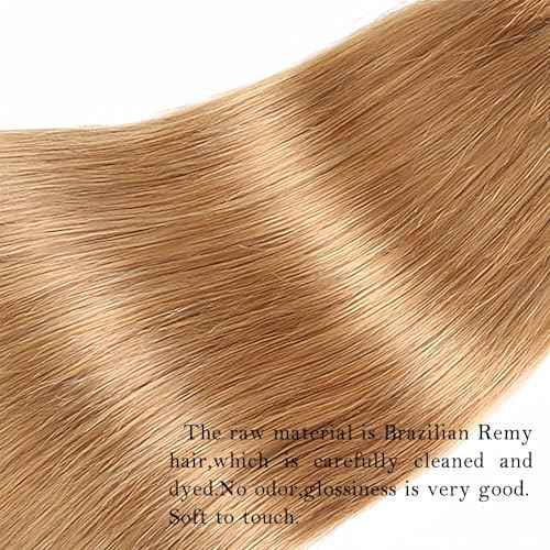 ijoy 27# Blonde Long Straight Bundle Human Hair Bundle Honey Blonde Color Brazilian Virgin Hair Weave 1 Bundle 18 Inch Double Weft