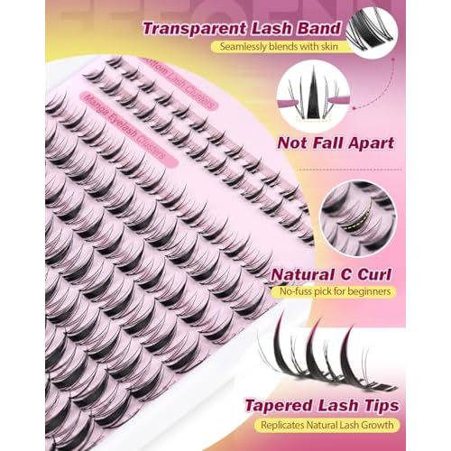 Manga Lash Clusters Kit Fairy Cluster Eyelash Extensions with Bottom Lashes Wispy Eyelash Clusters Kit Spiky Cluster Lashes 8-16mm DIY Lash Extension Kit with Lash Bond and Seal Tweeters by Eefofnn