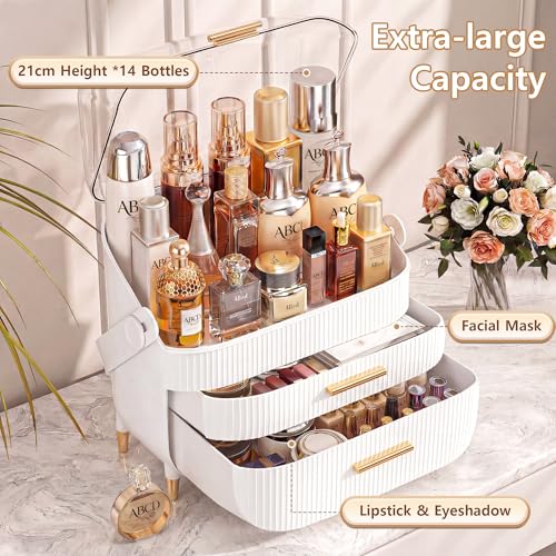 NestOrganix Makeup Organizer with Transparent Cover - 3 Layer Cosmetic Display Case