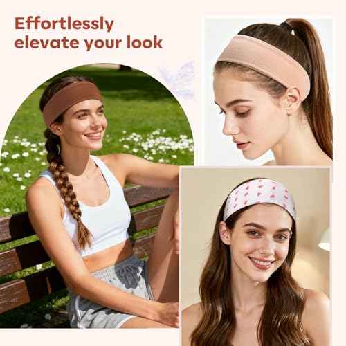 Fashion Women's Headbands for Short Hair Non Slip Elastic Floral Hairbands, Soft Fabric Workout Stripe Head Bands Heart Headbands, Valentine's Day, Cute-Red Heart
