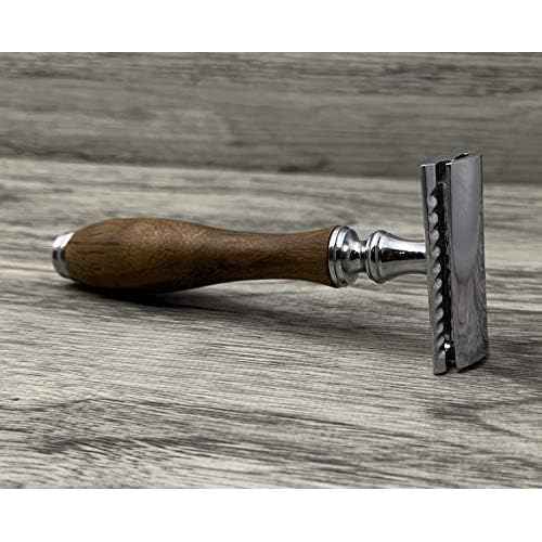 Safety Razor Shaving Kit, Double Edge Razor Blades,Hair shaving Brush wood Handle, Wood Shaving Bowl And Shaving Stand Kit, Wet Shave Grooming Set for Men Best shaving set Gift For Gentleman