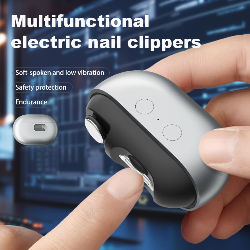 Electric Nail Clipper 4-in-1 with LED Light & Nail Collection