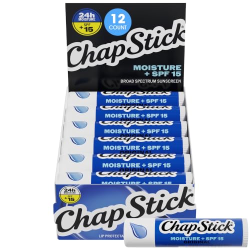 ChapStick Moisture + SPF 15 Lip Balm 12-Pack Unflavored, 0.15 Oz Each