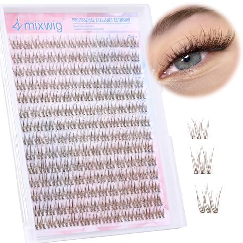 Brown Lash Clusters Natural Clusters Lashes Wispy Eyelash Clusters 10-12MM Individual Lashes C Curl Lash Extension DIY Eyelash Extension Clusters for Beginners