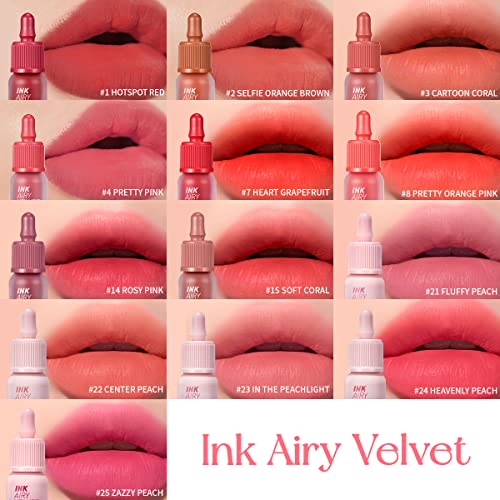 Peripera Ink Airy Velvet Lip Tint Wake Up Cherry #30 - Lightweight Long-Lasting Lip Color