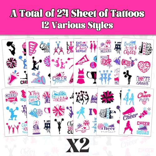 144 Temporary Tattoos Cheerleader Party Favors - 24 Sheets
