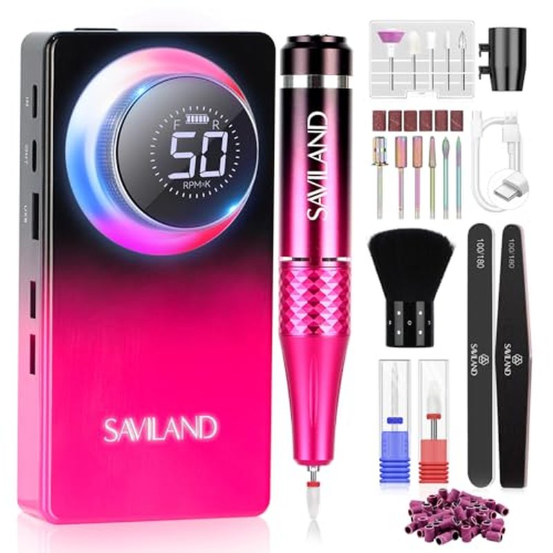 SAVILAND Electric Nail Drill 50000 RPM with 10H Battery Life