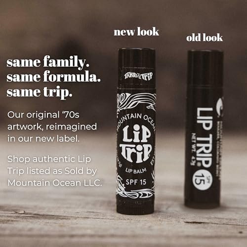Mountain Ocean The Original Skin Trip SPF 15 Lip Balm, .17 Oz Tube (Pack of 12), Maximum Protection, Hydrating Lip Moisturizer, with Lanolin, Beeswax & Coconut Oil (New Look, Same Formula)