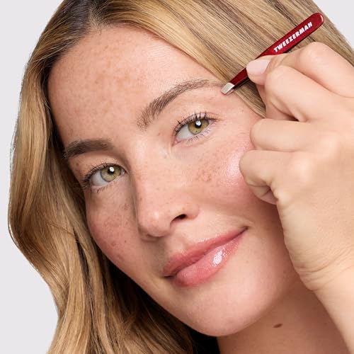 Tweezerman Vintage Rose Mini Slant Tweezer with Case - Eyebrow Tweezers for Women and Men