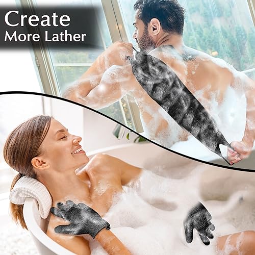 Anezus Exfoliating Bath Gloves & Back Scrubber Set