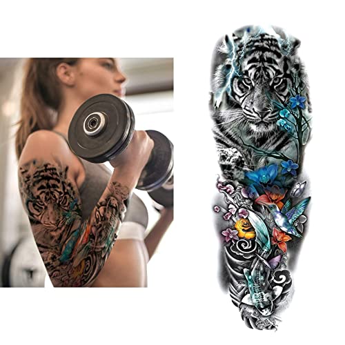 Waterproof Temporary Sleeve Tattoo - 12 Sheets, Full Arm