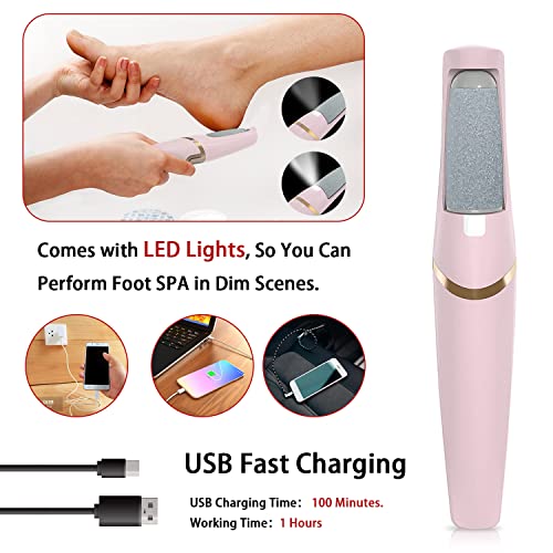 Electric Foot Callus Remover with 4 Roller Heads - Rechargeable Pedicure Kit